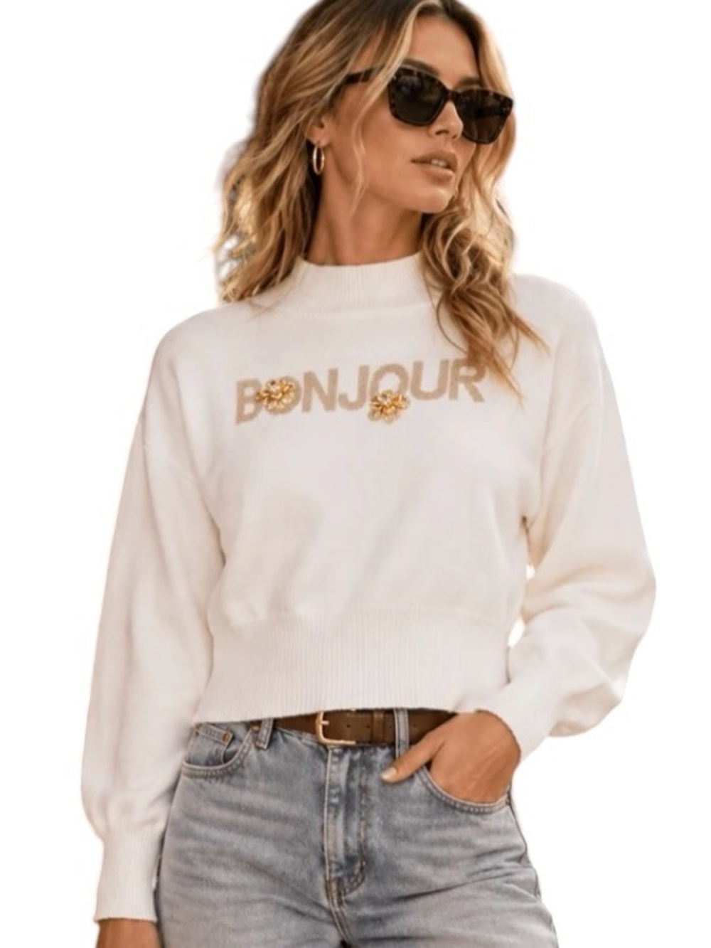 099:  ON THE FIFTH NEW BONJOUR EMBELLISHED PULLOVER OFF WHITE (H38)